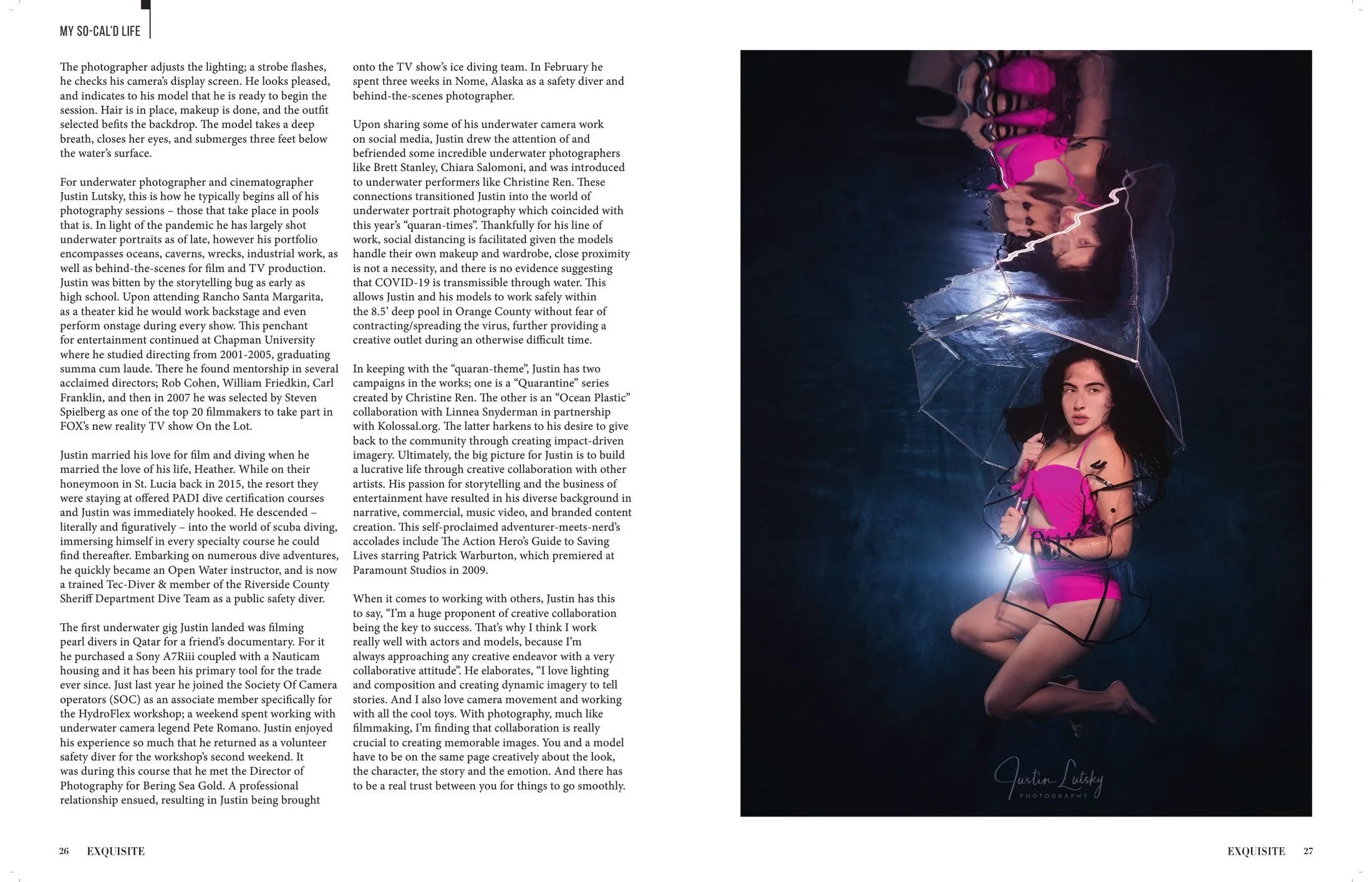 Pages 26 and 27 of "That Sinking Feeling" in Exquisite International, Volume 1, Issue 3, as printed.