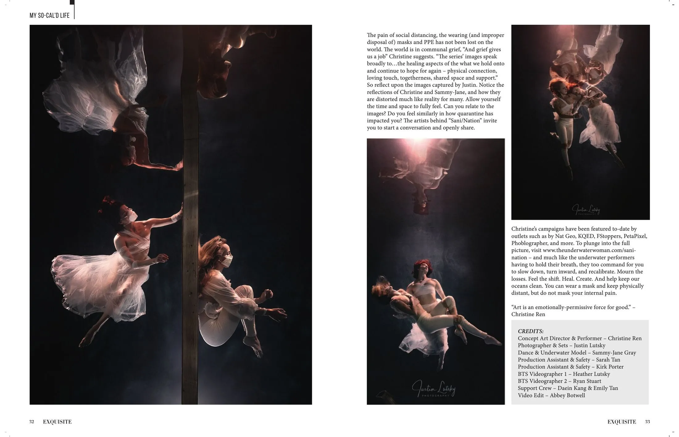 Pages 32 and 33 of "Ren Will I Breathe Again?" in Exquisite International, Volume 1, Issue 3, as printed.
