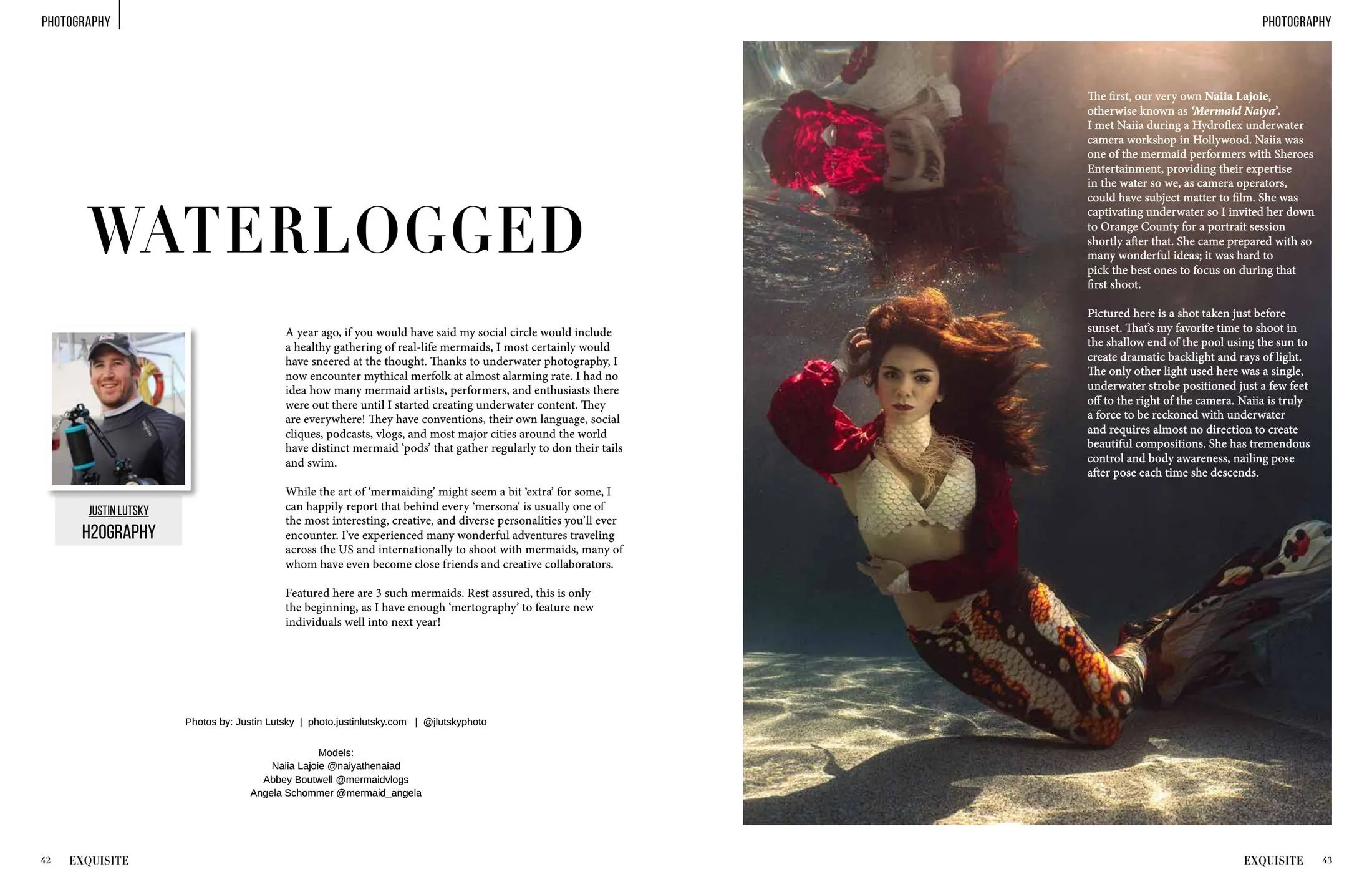 Pages 42 and 43 of "Waterlogged" in Exquisite International, Volume 1, Issue 4, as printed.