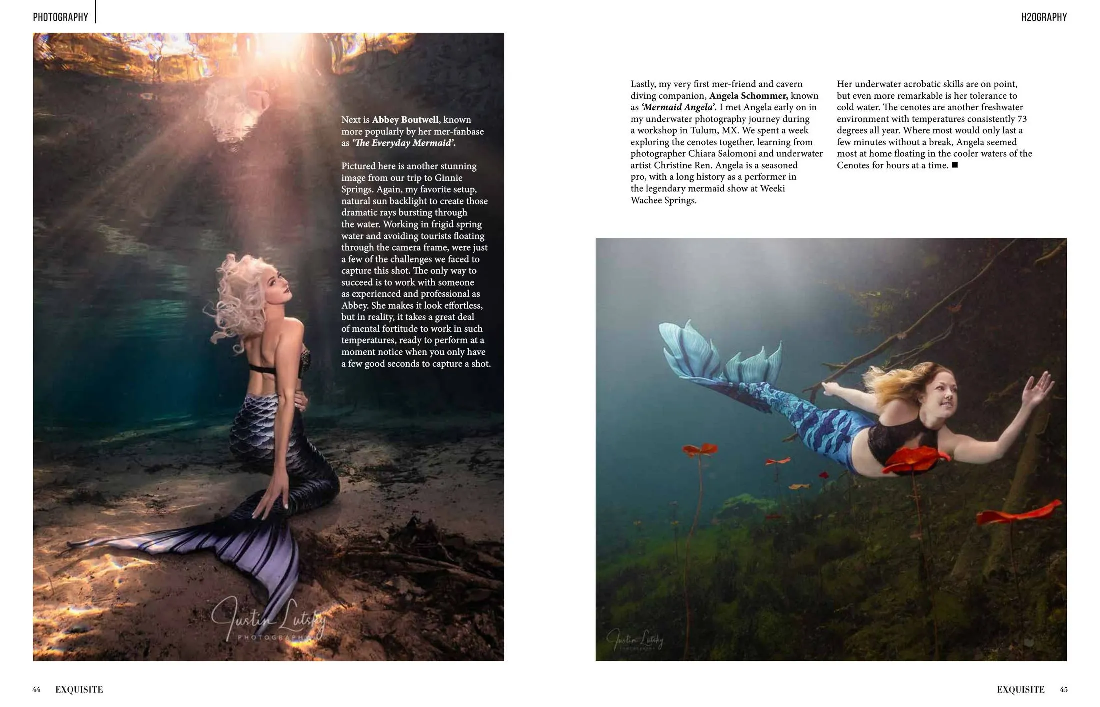 Pages 44 and 45 of "Waterlogged" in Exquisite International, Volume 1, Issue 4, as printed.