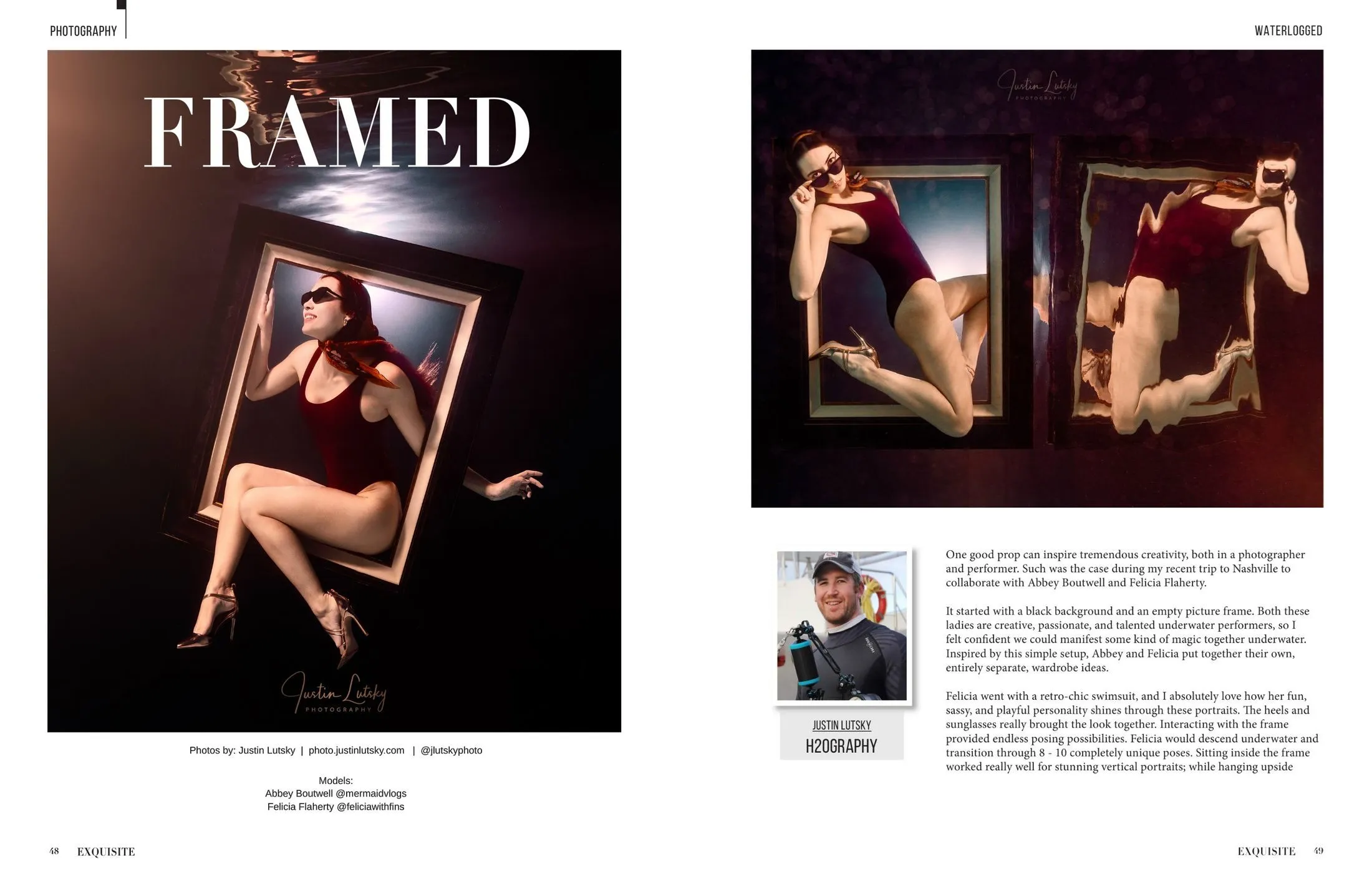 Pages 48 and 49 of "Framed" in Exquisite International, Volume 1, Issue 5, as printed.