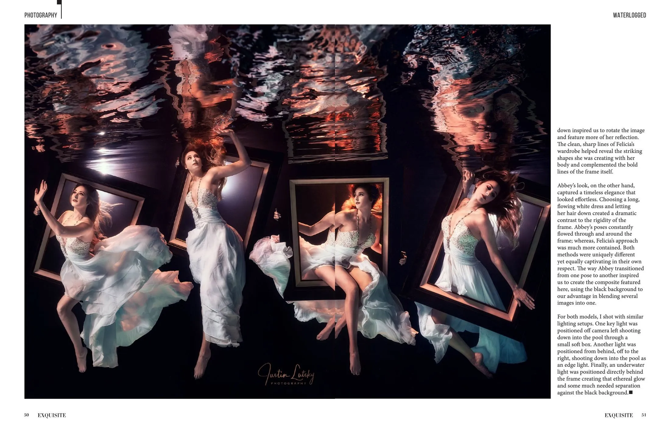 Pages 50 and 51 of "Framed" in Exquisite International, Volume 1, Issue 5, as printed.