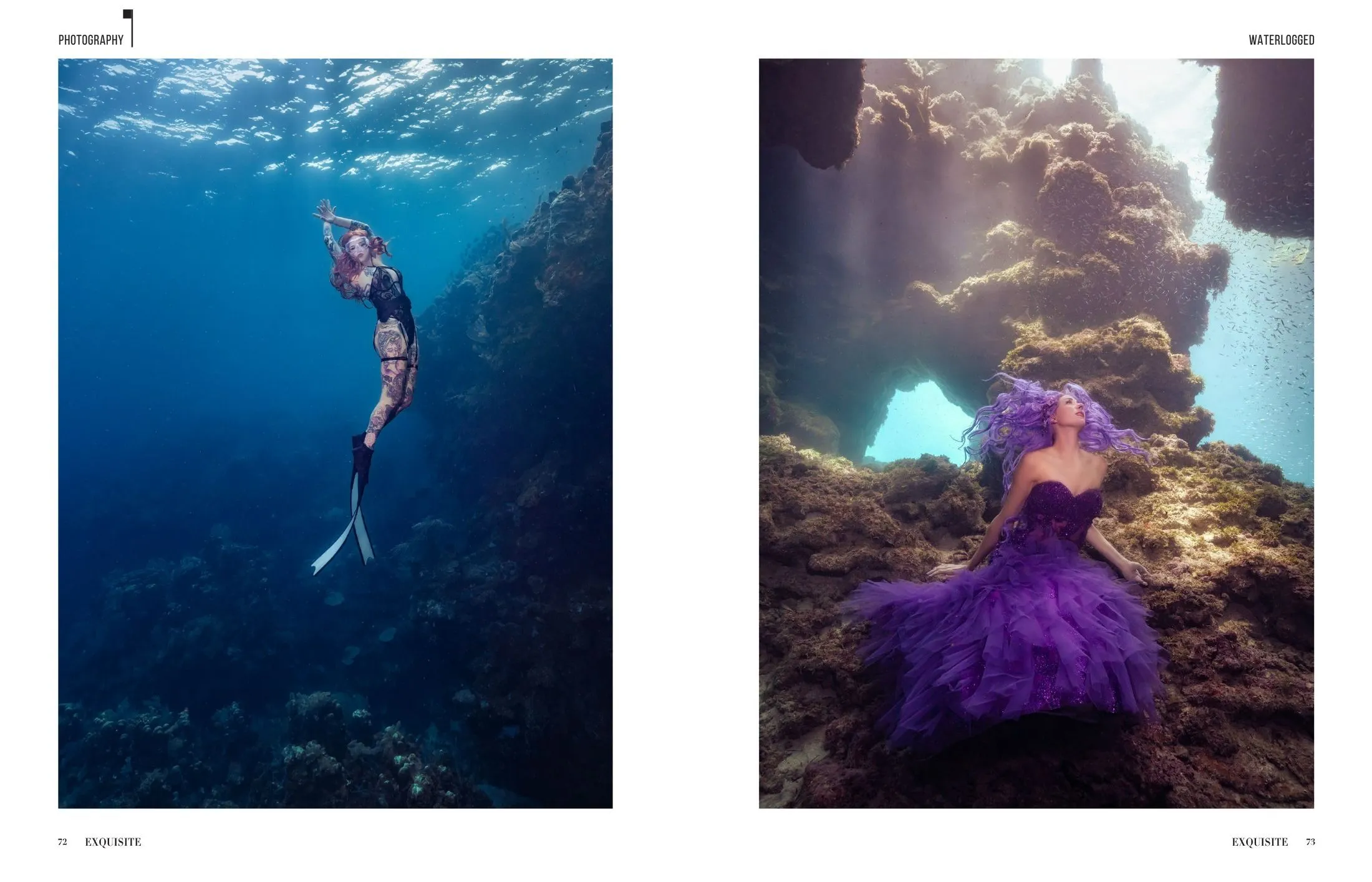 Pages 72 and 73 of "Roatan" in Exquisite International, Volume 1, Issue 8, as printed.